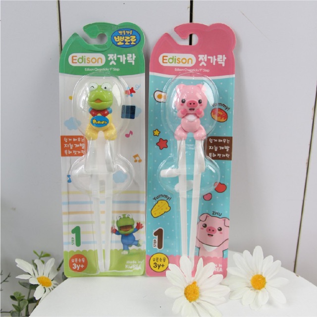 Đồ dụng ăn dặm cho bé MADE IN KOREA - Đũa tập gắp tập ăn cho bé, tập ăn xỏ ngón bằng nhựa nhãn hiệu Edison