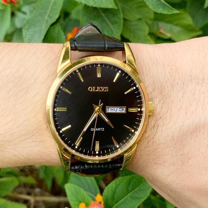 Đồng hồ nam dây da OLEVS Đồng hồ nam chính hãng chống nước  3ATM bảo hành 24 tháng