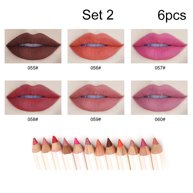 [Hàng mới về] Set 6 chì kẻ môi dành cho nữ trang điểm lâu trôi chuyên nghiệp