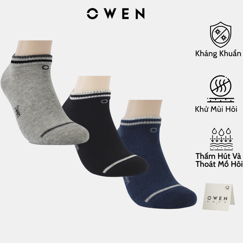 Tất Nam Owen chất cotton cao cấp cổ ngắn mềm mịn thấm hút mồ hôi ngăn mùi kháng khuẩn