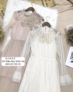 Váy ren cổ bèo đính ngọc