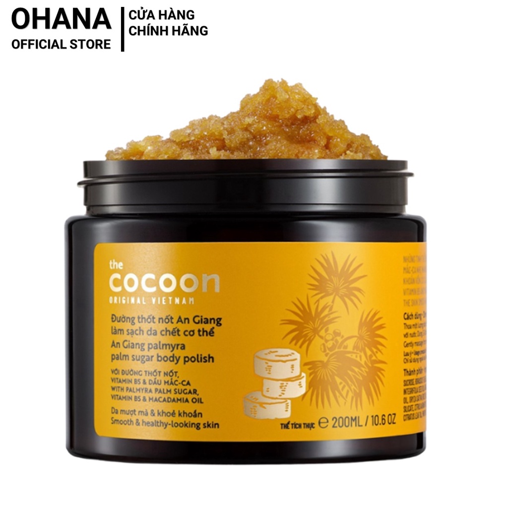 Tẩy Tế Bào Chết Cơ Thể COCOON Đường Thốt Nốt AN GIANG Giúp Da Mượt Mà Và Khỏe Khoắn Body Polish 200ml