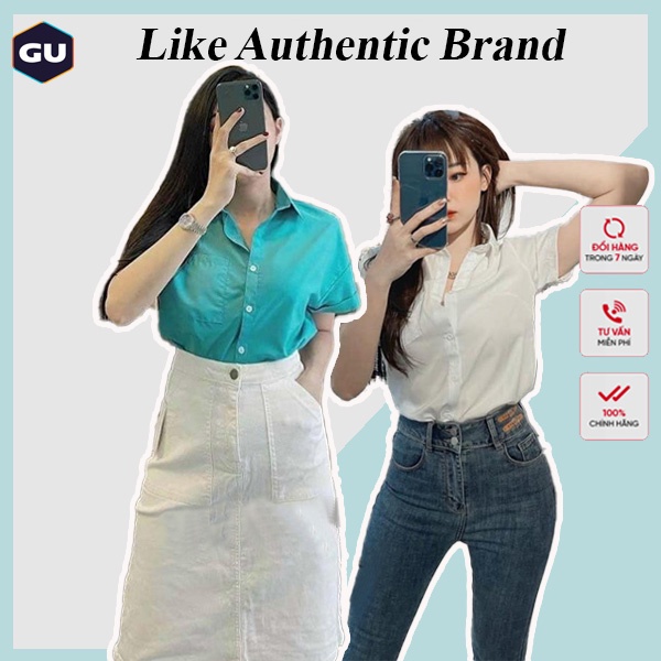 Áo Sơ Mi Nữ Ngắn Tay GU Túi Zip | BigBuy360 - bigbuy360.vn