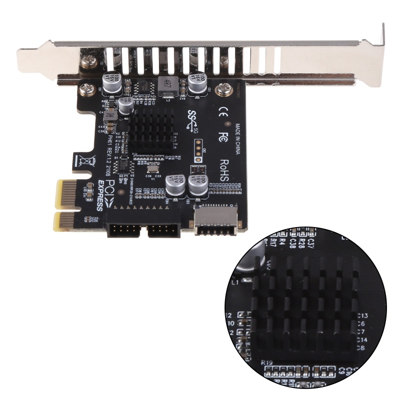 Bonj card Mở Rộng Phía Trước pci-e Sang usb3 0 type-c 5g pci Cho express x4 x8 x16 to usb3 19p