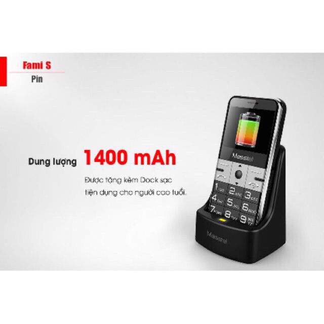 ĐIỆN THOẠI MASSTEL FAMIS CHÍNH HÃNG- TẶNG DOCK SẠC