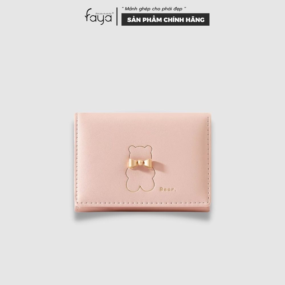Faya - Ví ngắn cầm tay họa tiết gấu xinh V158