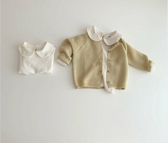 Áo Tay Dài Cổ Búp Bê Thời Trang Thu Đông Cho Bé Gái