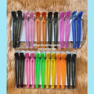 Kẹp mỏ vịt chia tóc vỉ 12 cây