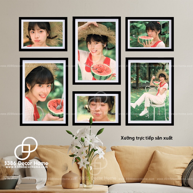 Bộ 6 Khung ảnh màu đen trơn đẹp giá tại Xưởng (được Sơn màu từ gỗ thông thật)
