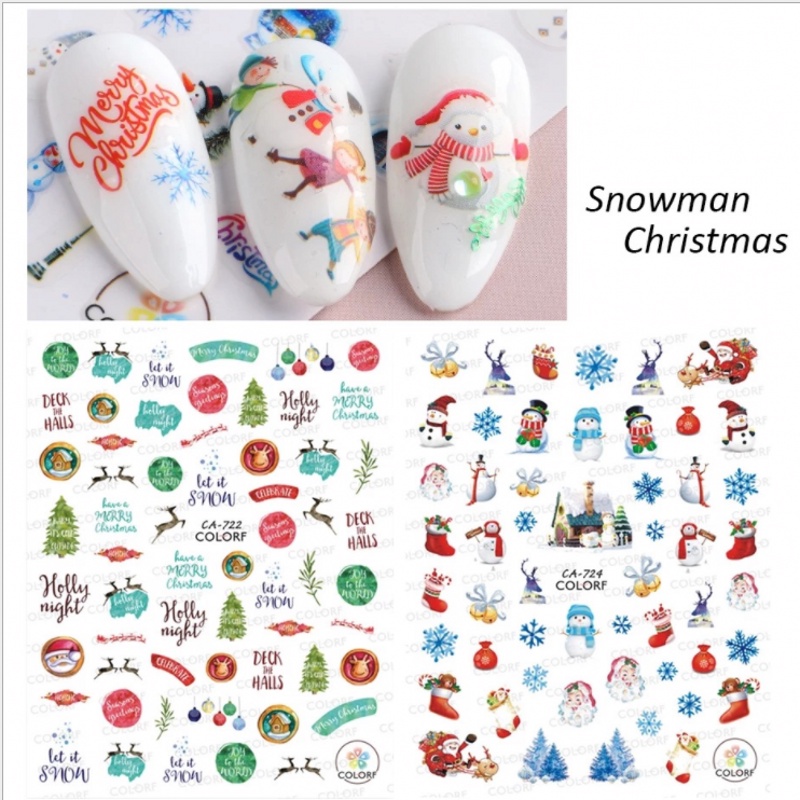 [Hàng mới về] Nhãn dán trang trí móng tay họa tiết giáng sinh hoạt hình 3D xinh xắn