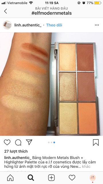 (HOT SALE) (LUÔN HỎI KHO TRƯỚC KHI ĐẶT) BẢNG HIGHLIGHT + PHẤN MÁ ELF MODERN METALS BLUSH AND HIGHLIGHTER | BigBuy360 - bigbuy360.vn