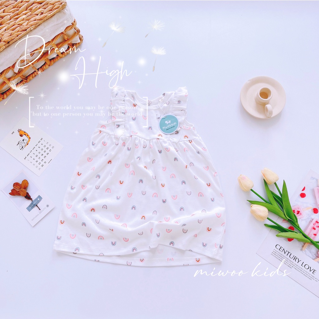 Váy MIWOO Cánh Tiên  ⚡FREESHIP⚡ Chất Cotton Bozip Cho Bé Gái Thoải Mái Thoáng Mát Ngày Hè
