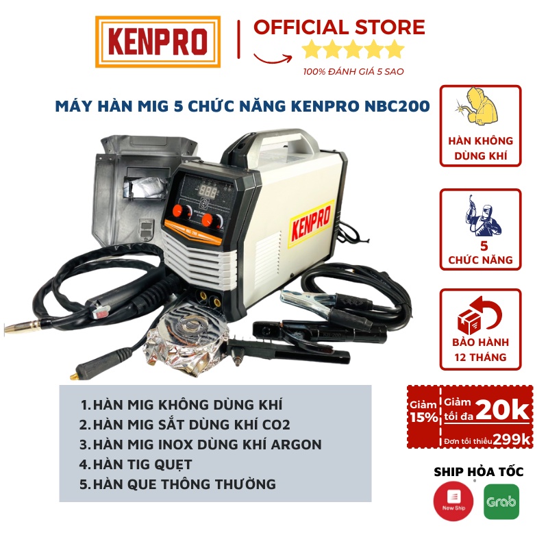 [Mã BMBAU300 giảm 10% đơn 499K] Máy Hàn Mig Mini KenPro NBC200 5 Chức Năng Không Dùng Khí Bảo Hành 12 Tháng