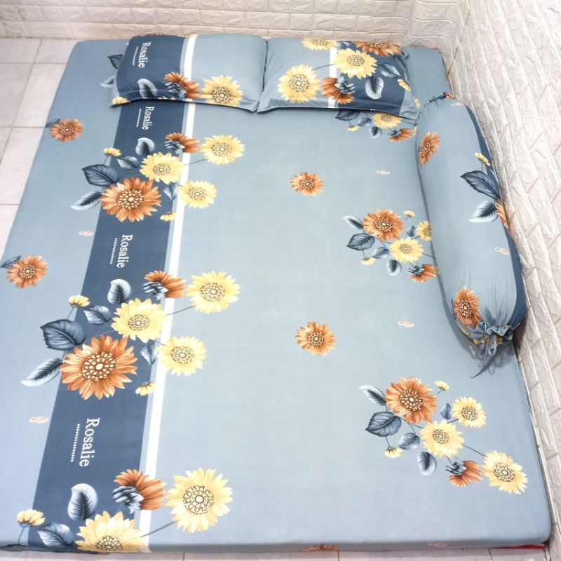BỘ DRAP THUN HÀN QUỐC 4 MÓN [ 1 DRAP TRẢI GIƯỜNG, 2 VỎ GỐI NẰM, 1 VỎ GỐI ÔM ].