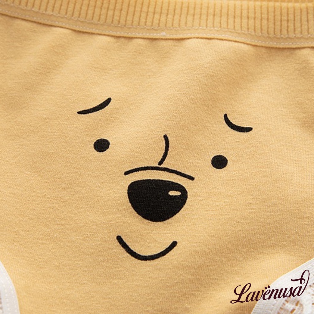 Quần lót cotton viền ren hình gấu ngộ nghĩnh đáng yêu dành cho nữ LAVENUSA QL81