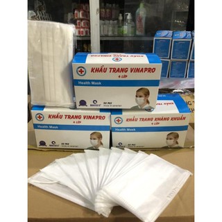 Khẩu trang 4 lớp Vinapro trắng ( 1 hộp / 50 cái )