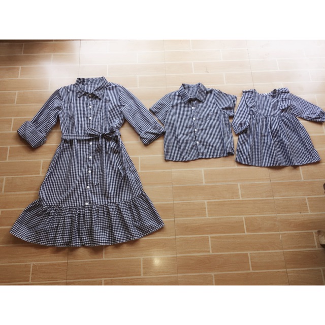Sét đồ mẹ và bé ( set váy cherry nơ đỏ)
