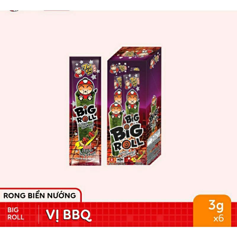 Snack rong biển taokaenoi Big Roll vị truyền thống,cay, mực, BBQ 3 6gk