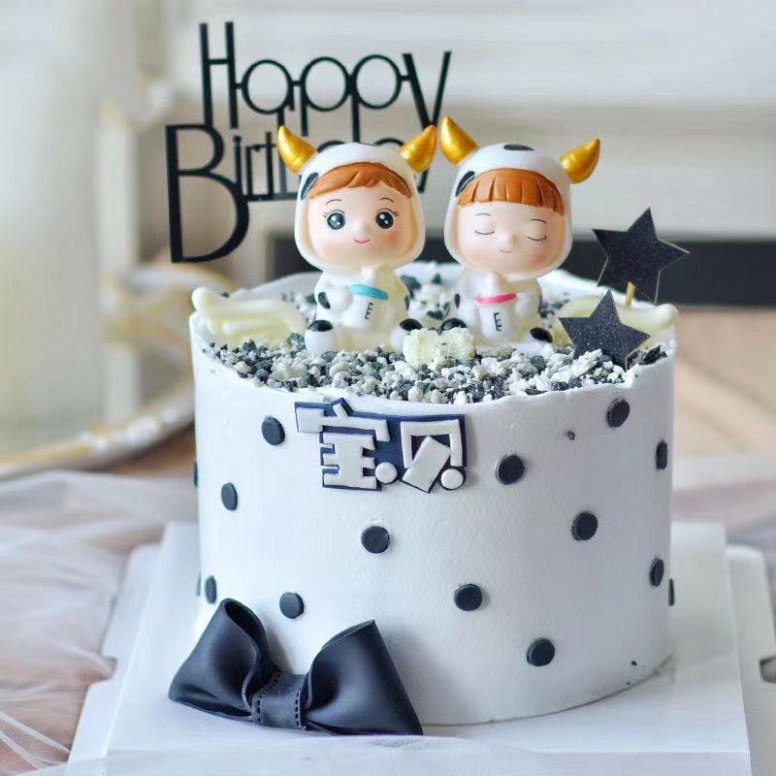 tượng em bé [FREESHIP❤️] cặp đôi bé bò sữa trang trí bánh