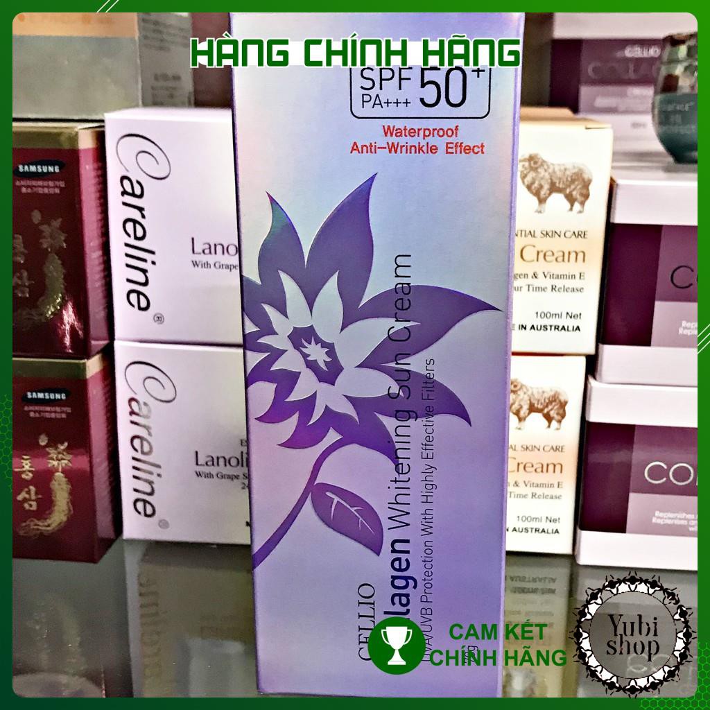 Kem Chống Nắng Cellio Tím - Kem Chống Nắng Cellio Collagen Whitening Sun Cream 70g Chính Hãng Hàn Quốc - New