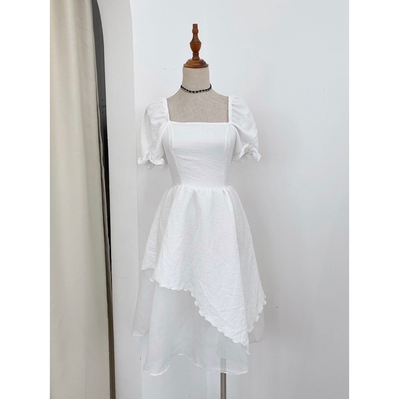 [Mã SKAMSALEP6 giảm 10% tối đa 100K đơn 150K] xavia dress_ đầm tay nhún xoè 2 tầng lượn sóng | BigBuy360 - bigbuy360.vn