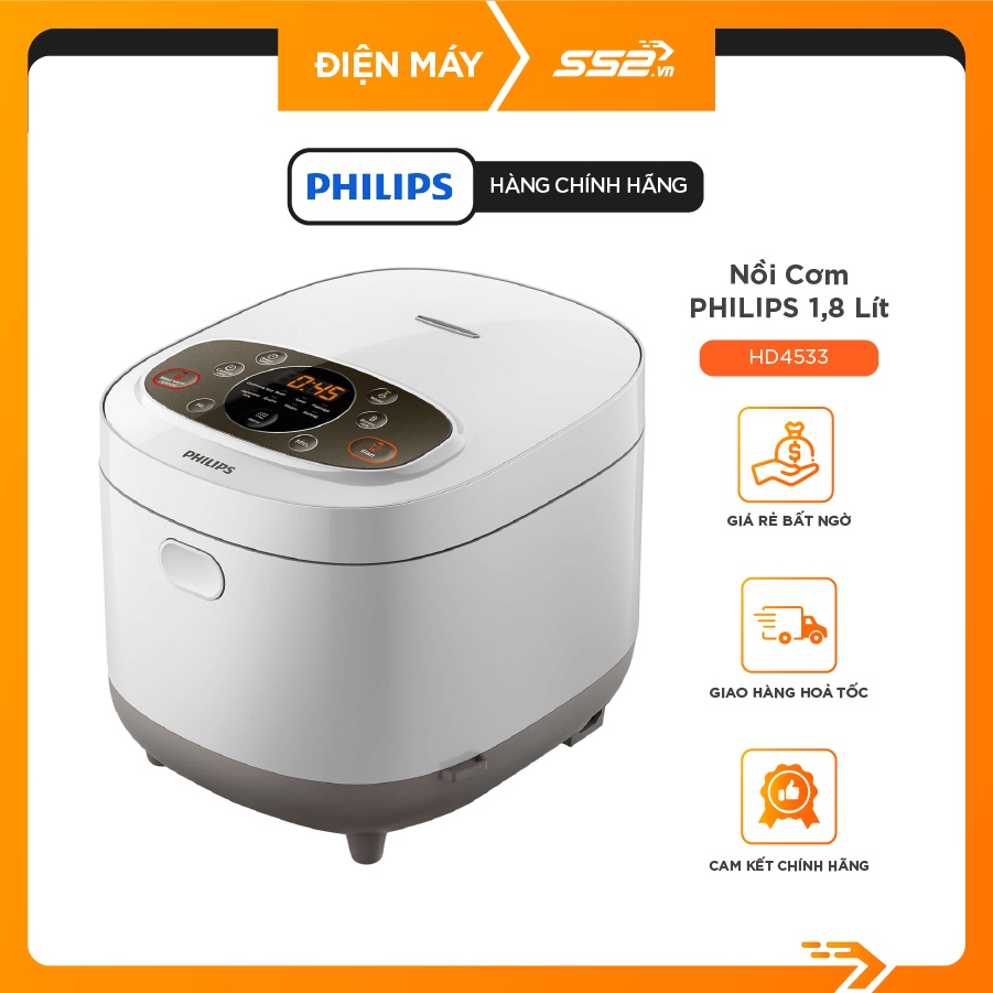 [Mã ELHADEV giảm 4% đơn 300K] Nồi Cơm Điện Tử Philips 1.8 Lít HD4533 - Bảo Hành Chính Hãng