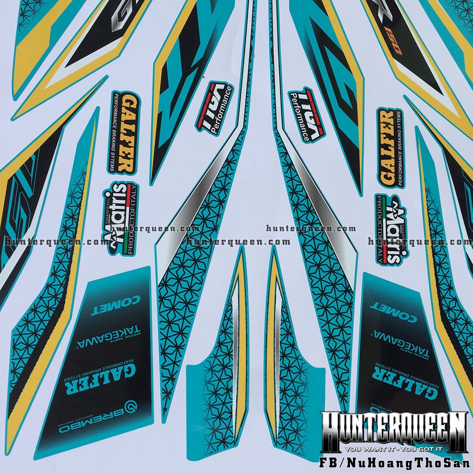 Tem rời xe Winner GTR xanh ngọc. Chất lượng cao, bền đẹp. Decal chế theo yêu cầu