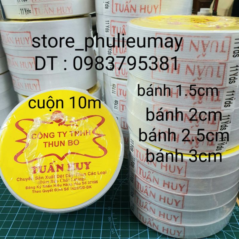 Chun may lưng quần 1.5, 2cm 2.5 .3cm cuộn 10m