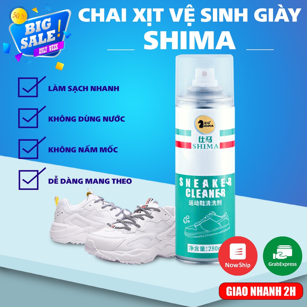 Bình xịt bọt làm sạch giày SHIMA cao cấp, mùi thơm, 280ml