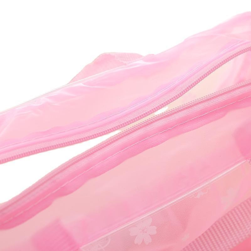Túi Đựng Mỹ Phẩm Bằng PVC Trong Suốt Dạng Nén Dung Tích Lớn Chống Nước In Họa Tiết Hoa