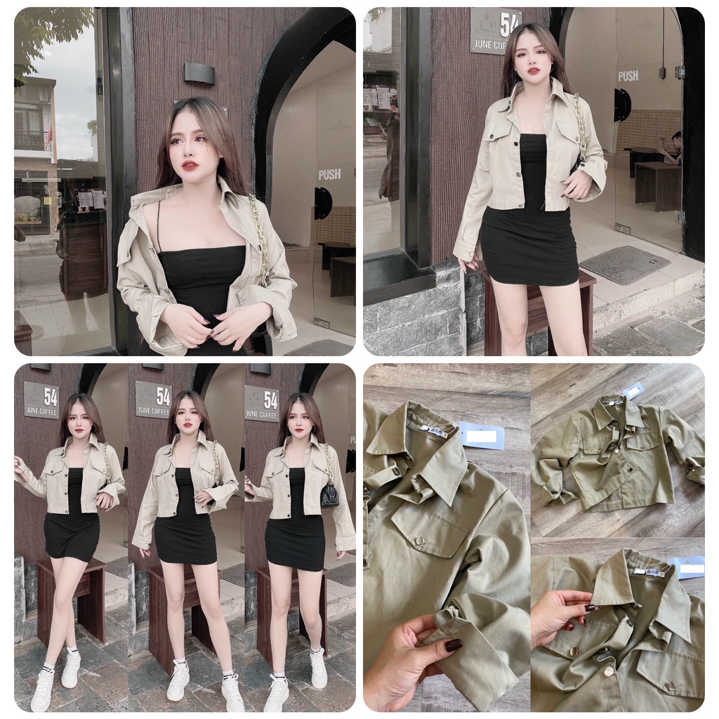 Áo Khoác Croptop Mỏng Tay Dài Chất Kaki DUBAI 9999 CD042