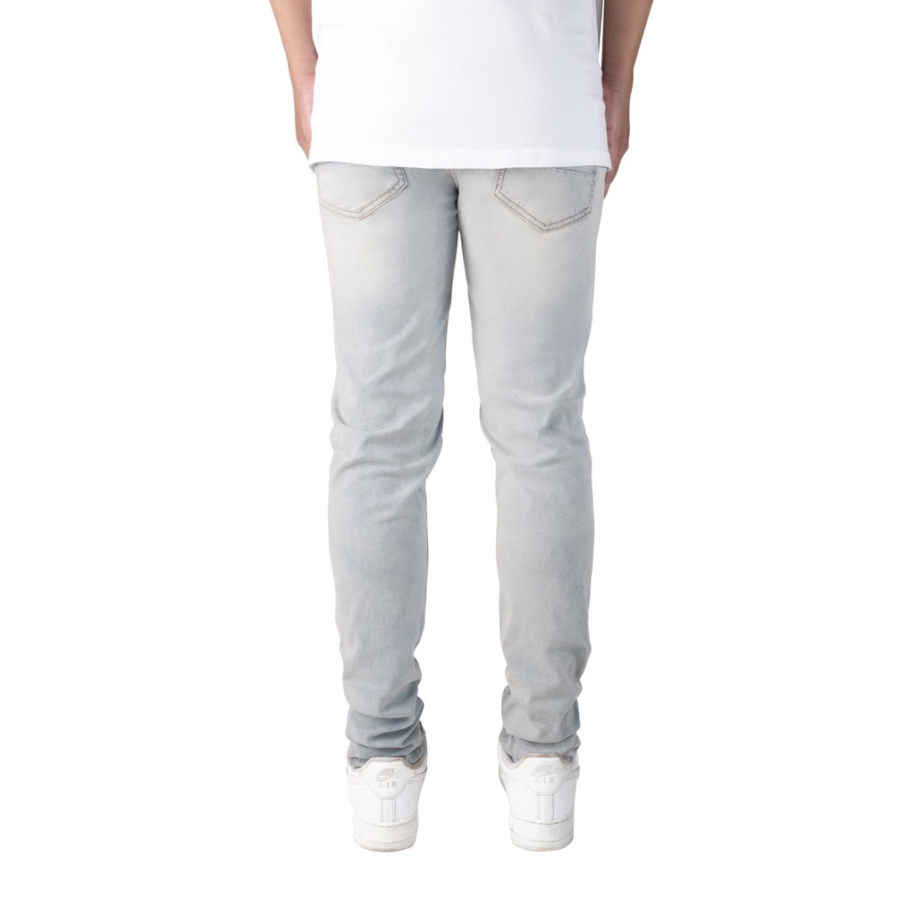 Quần jean nam streetwear cao cấp FNOS NZ8 màu xanh wash bạc rách gối form slimfit  jean co giãn | BigBuy360 - bigbuy360.vn