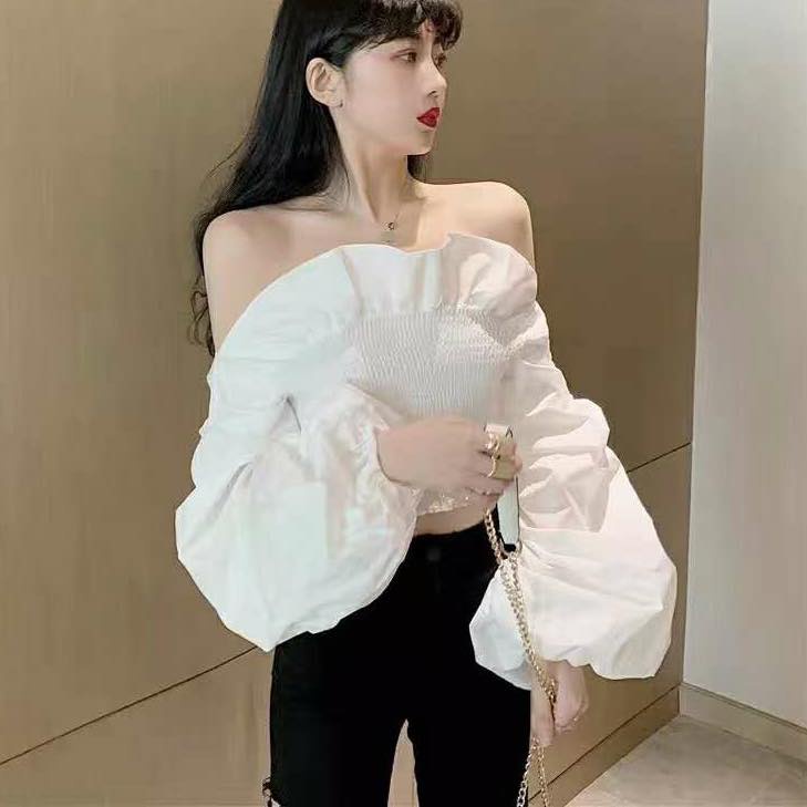 Áo trễ vai 3 tầng ngắn tay có 2 màu Đen, Trắng, chất von lụa cực mềm, mát, mịn