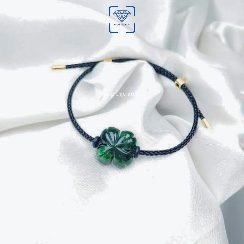 Vòng tay cỏ 4 lá đá ngọc sơn thủy mệnh mộc / hỏa Anchi jewelry