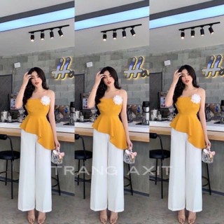 Set áo peplum +quần suông