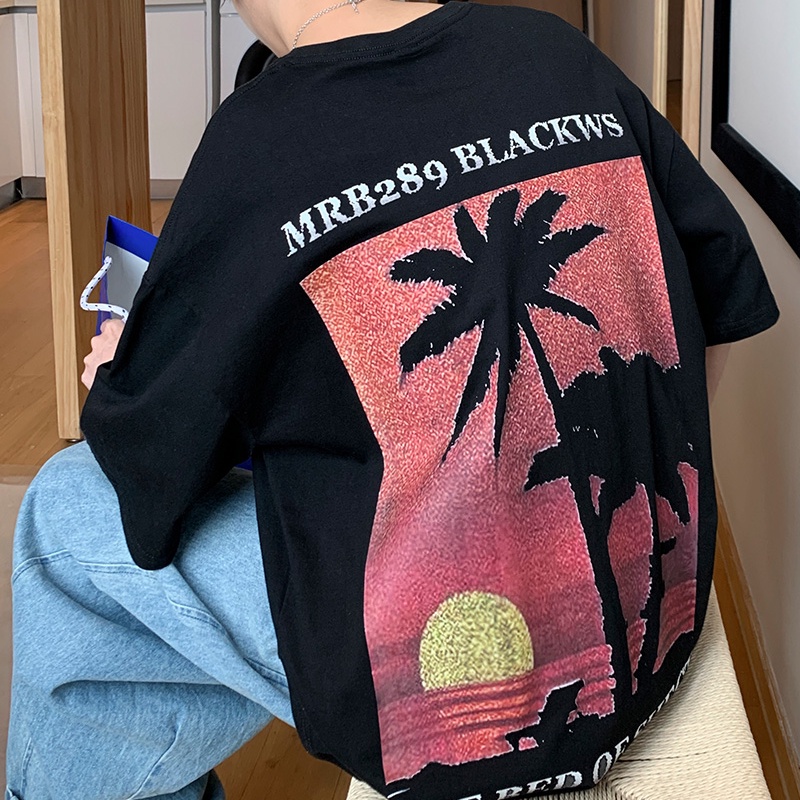 Áo Thun Ngắn Tay Cổ Tròn Dáng Rộng In Chữ Thời Trang Mùa Hè Dành Cho Nam