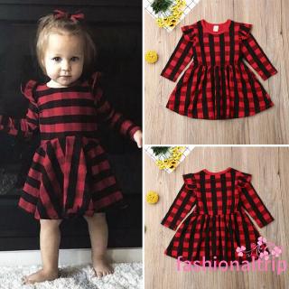 Đầm tutu kẻ caro màu đỏ phong cách công chúa dự tiệc Giáng sinh cho bé gái