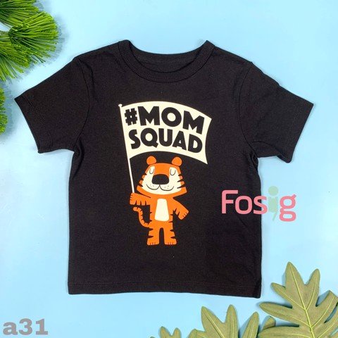 Áo Thun Tay Ngắn Bé Trai PL - Đen Mom Squad
