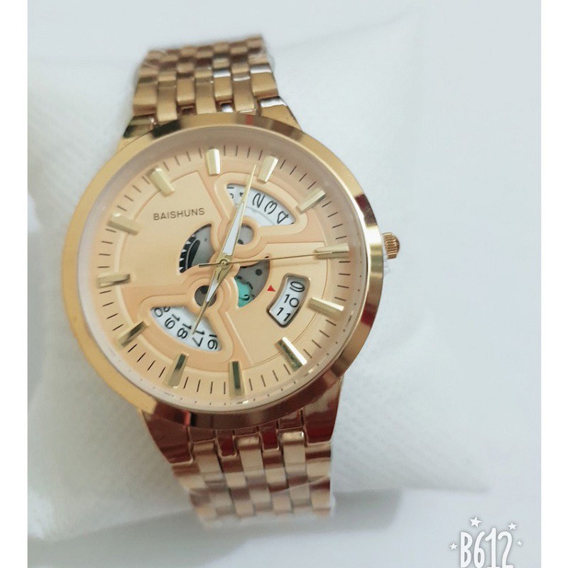 Đồng Hồ Nam Baishuns Dây Kim Loại Giả Cơ Khung Thép Cao Cấp | BigBuy360 - bigbuy360.vn