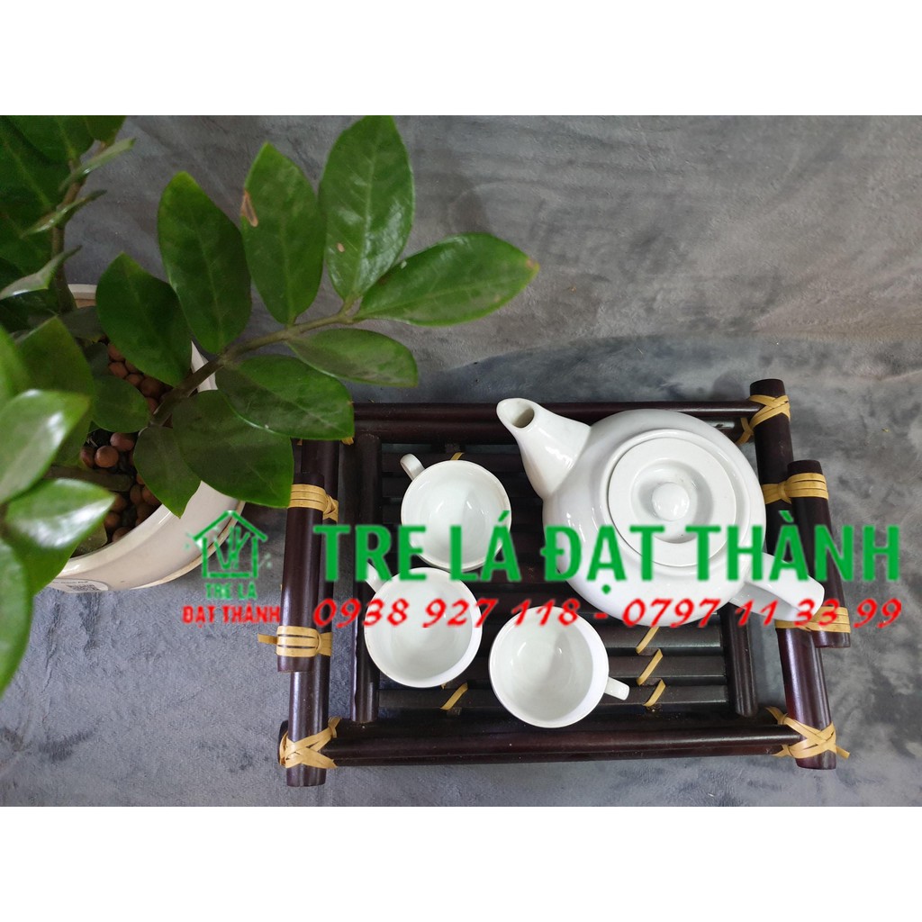 Khay tre đựng ấm trà -  khay chữ nhật mộc mạc