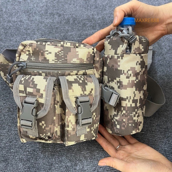 Túi Đeo Hông Đi Phượt Dã Ngoại Kèm Chai Nước Tiện Dụng Chất Liệu Vải Bố Bền Đẹp Chống Thấm