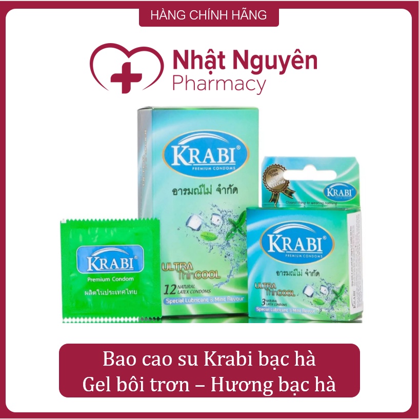 Bao cao su KRABI ULTRA THIN COOL - Bao cao su siêu mỏng hương bạc hà