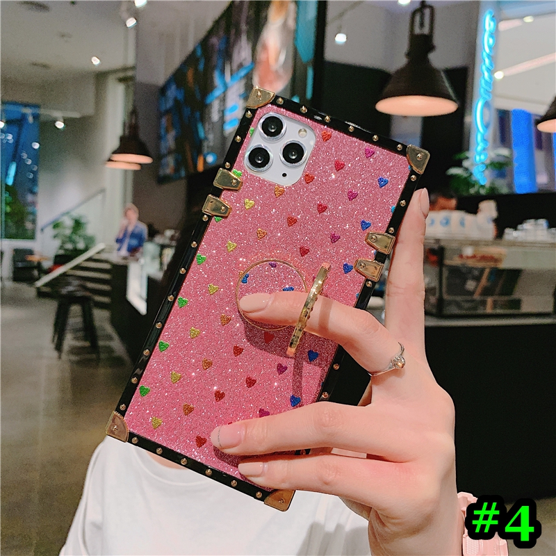 Ốp điện thoại dẻo họa tiết trái tim lấp lánh có nhẫn đỡ cho Samsung Galaxy A21S A71 A51 A20S A10S A81 A21 A31 A91