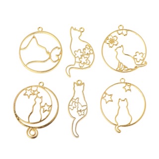 Set 6 khung kim loại đổ resin theme mèo