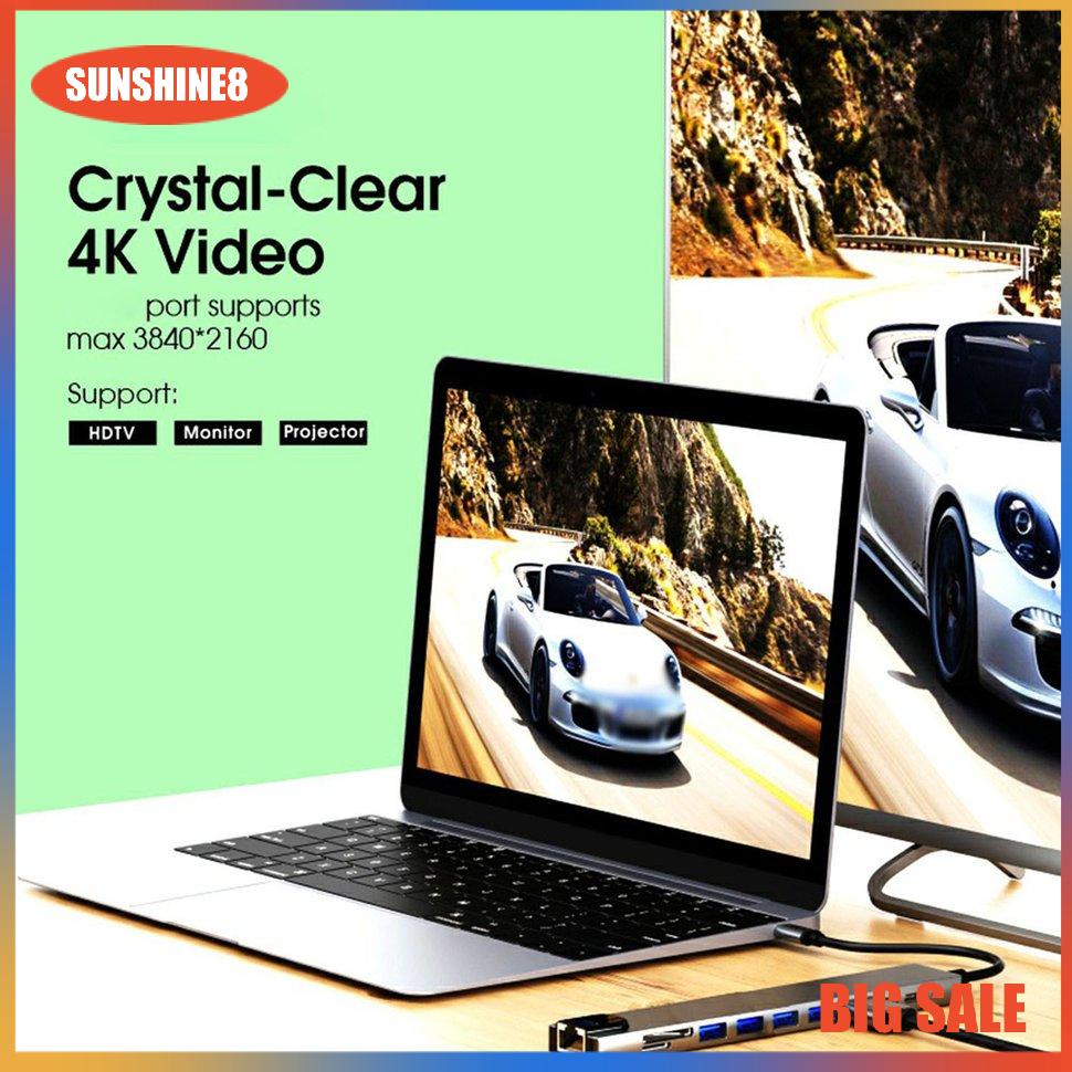 【SUN】Loại C để HDMI tương thích 100M Ethernet Card Mảnh mai khuôn mẫu mười trong một