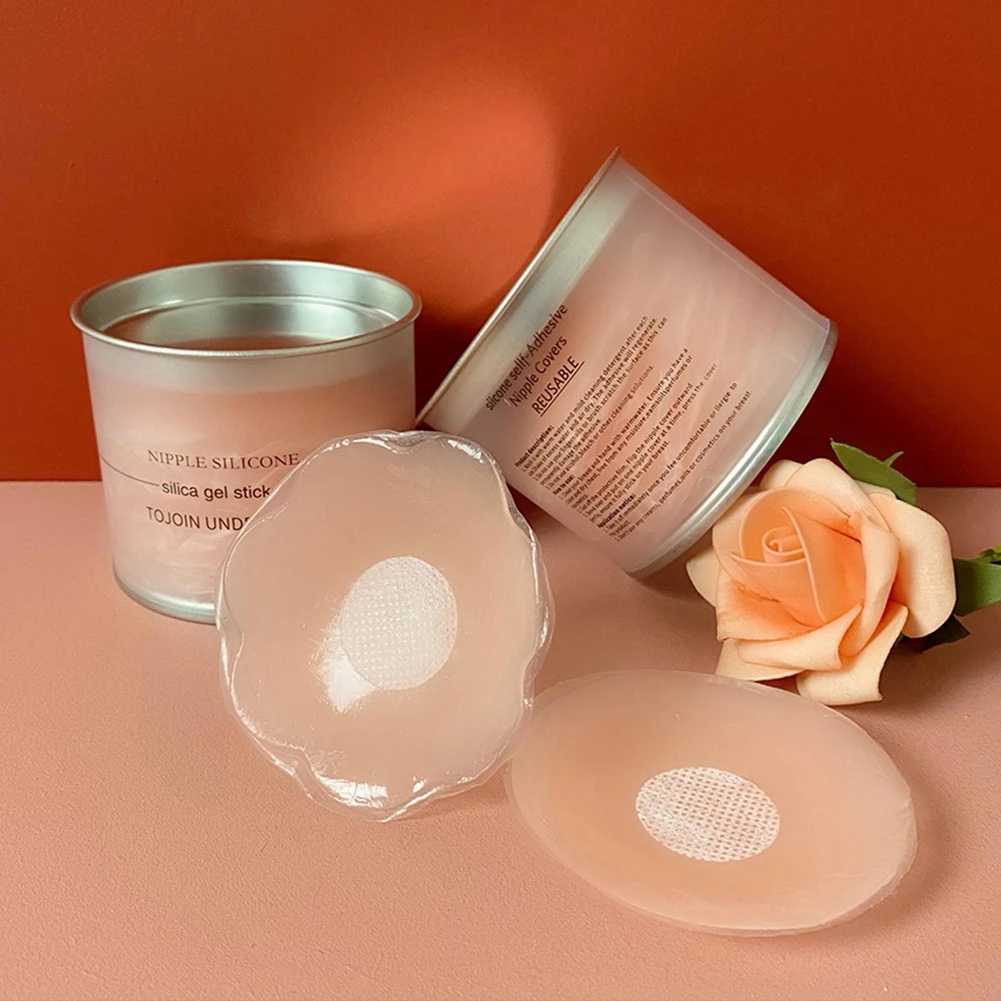 Hộp 6 cặp miếng dán ngực silicone trong suốt thoáng khí tự dính gợi cảm có thể tái sử dụng