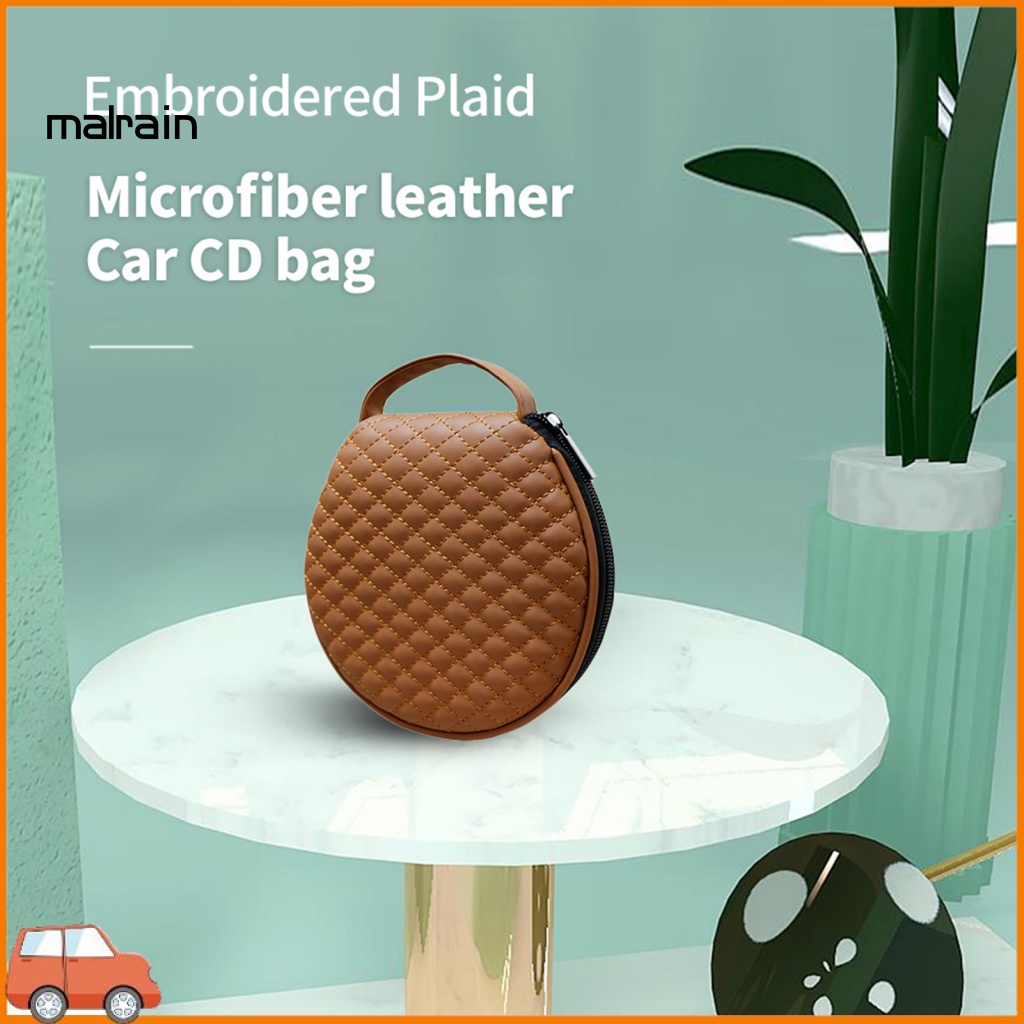 Túi Đựng Đĩa CD Màu Trơn Thêu Họa Tiết Sọc Caro Tiện Dụng Cho Xe Hơi