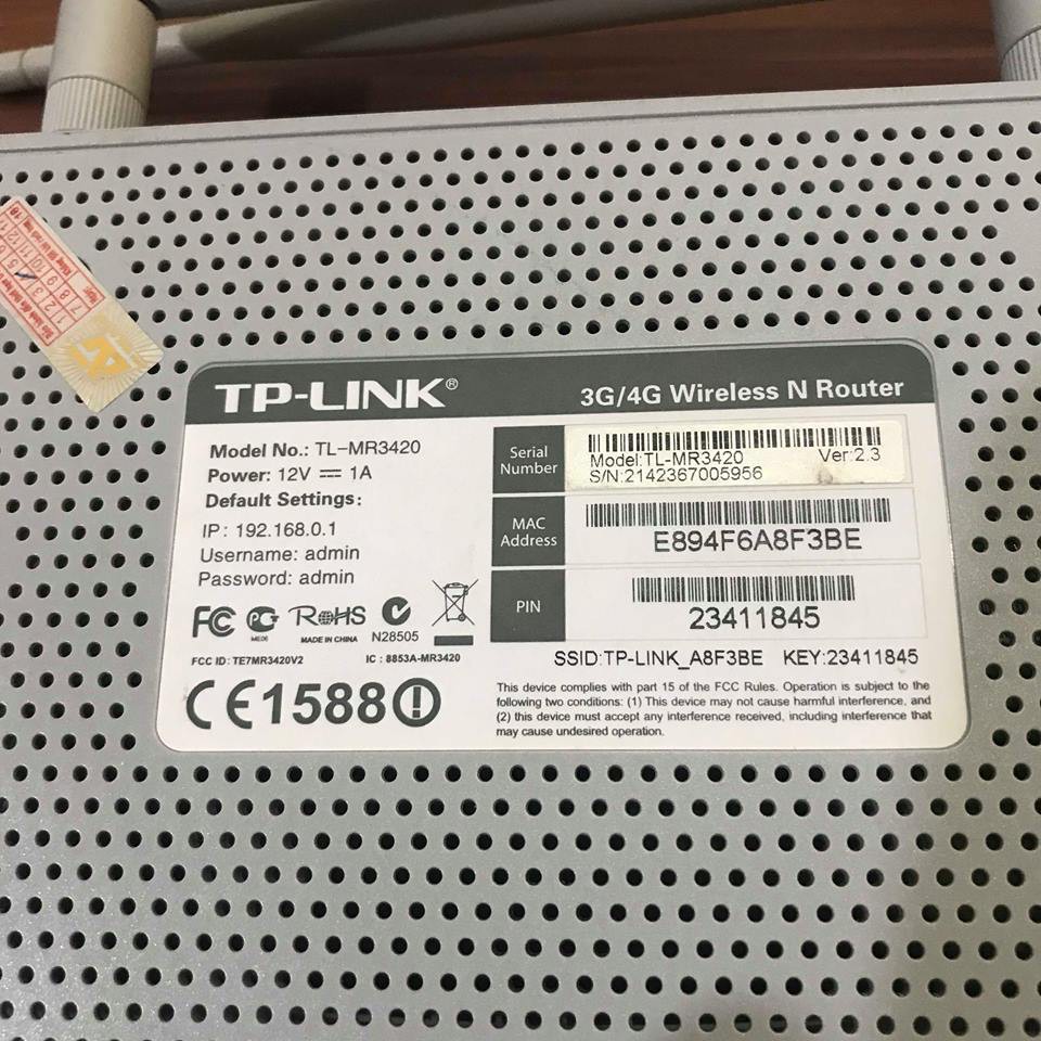 Bộ phát wifi 3G / 4G Tplink TL-MR3420 300Mbps