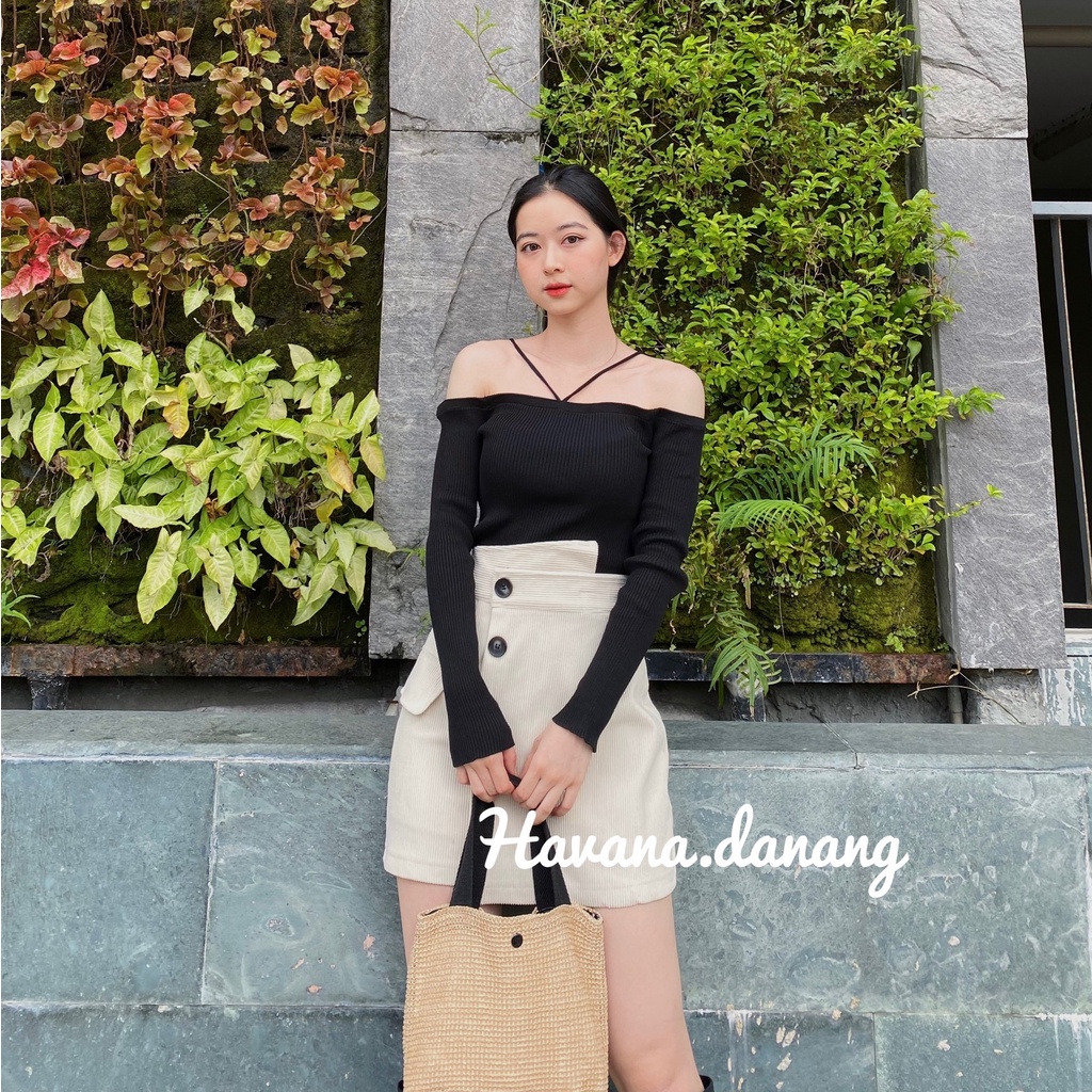 Chân váy chữ a, chân váy ngắn, chân váy cạp lệch chất nhung tăm xịn AE56