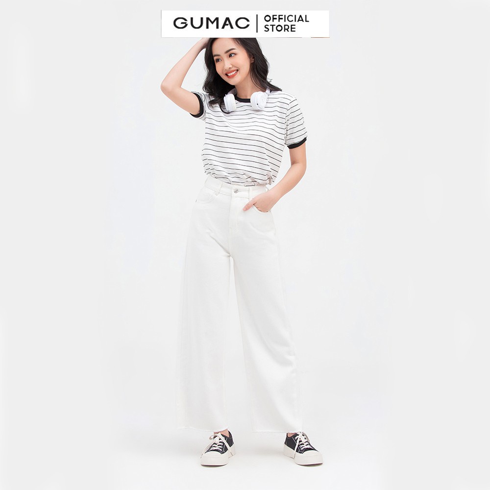 Quần jeans nữ rộng phối GUMAC nhiều màu trẻ trung QJB879 | BigBuy360 - bigbuy360.vn